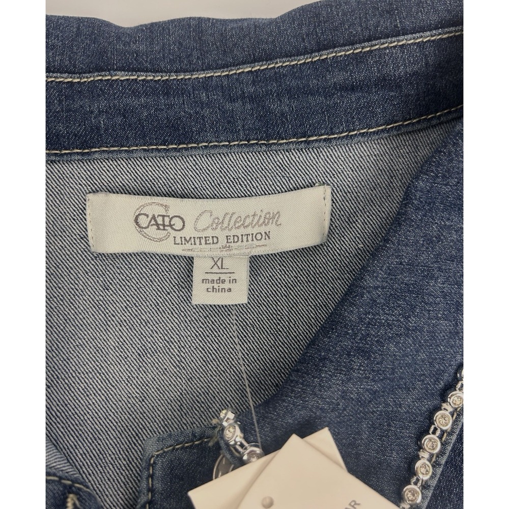 Cato Collection Limited Edition CZ studded denim jean jacket NWT XL - Picture 7 of 9